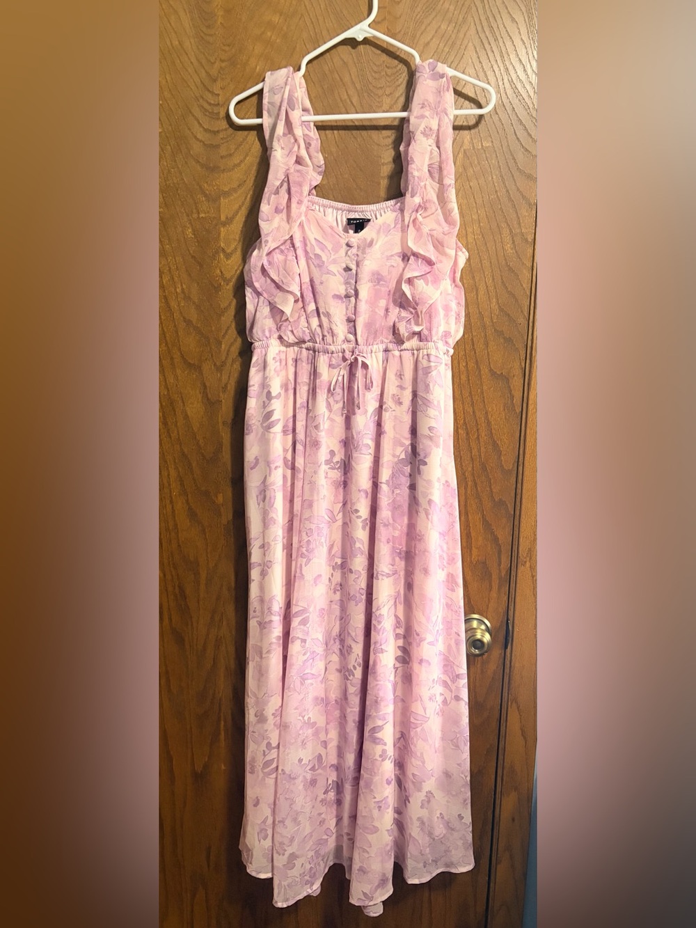 Torrid 0X Ruffle Chiffon Maxi dress pink floral nwt - Picture 7 of 7